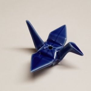 Blue Paper Crane Ceramic Incense Holder